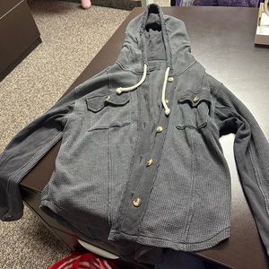 American Eagle Waffle Knit Button Up Sweater